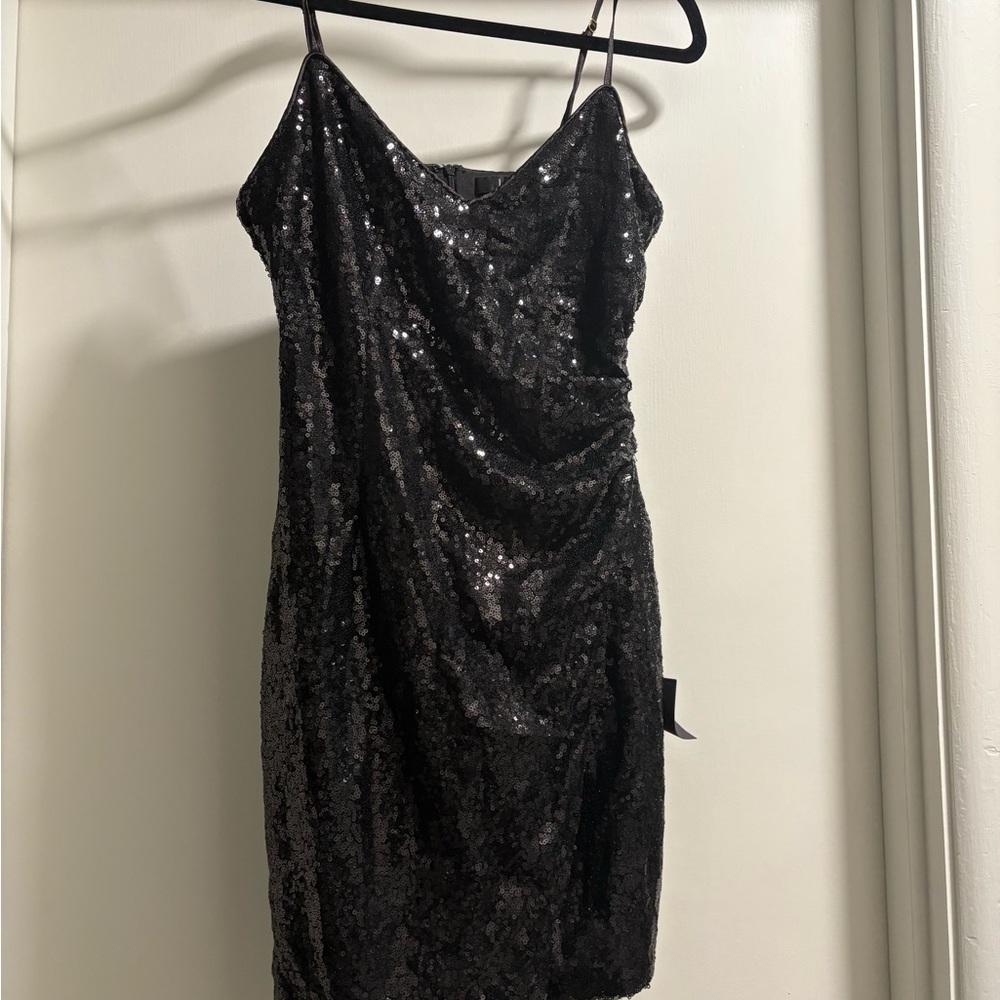 Lulu's Shimmering Black Sequin Mini Dress